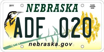 NE license plate ADF020