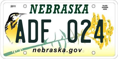 NE license plate ADF024