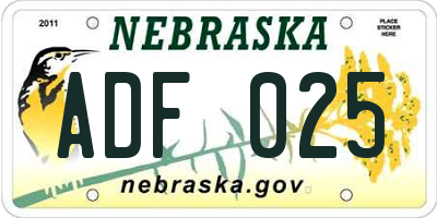 NE license plate ADF025