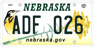 NE license plate ADF026