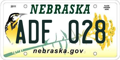 NE license plate ADF028