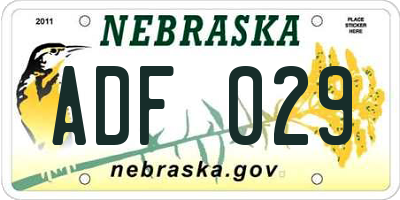 NE license plate ADF029