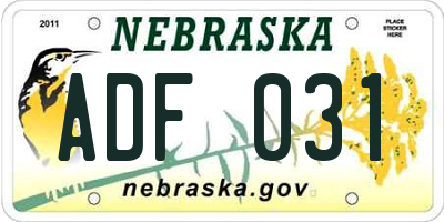 NE license plate ADF031