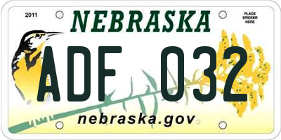 NE license plate ADF032