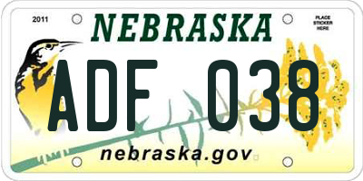 NE license plate ADF038