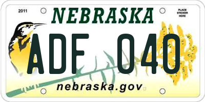 NE license plate ADF040