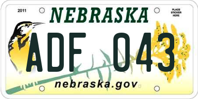 NE license plate ADF043