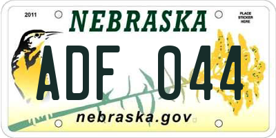 NE license plate ADF044