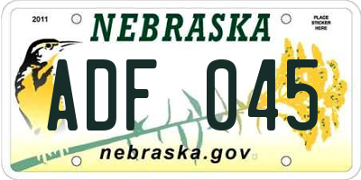 NE license plate ADF045