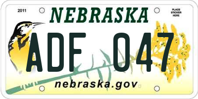 NE license plate ADF047