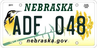 NE license plate ADF048