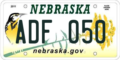 NE license plate ADF050