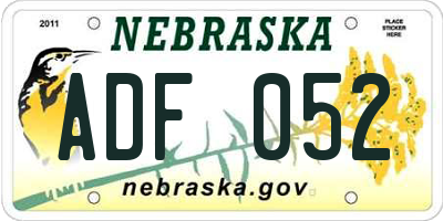 NE license plate ADF052