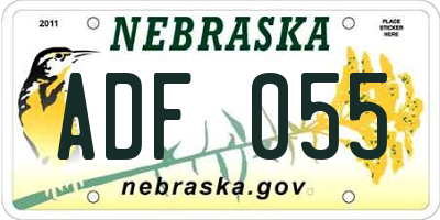 NE license plate ADF055