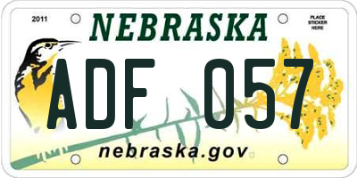 NE license plate ADF057