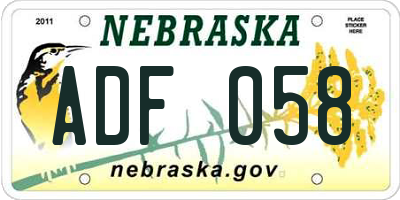 NE license plate ADF058