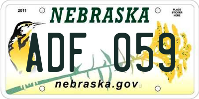 NE license plate ADF059