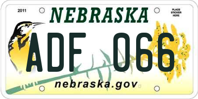 NE license plate ADF066