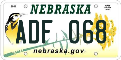 NE license plate ADF068