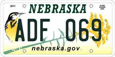 NE license plate ADF069