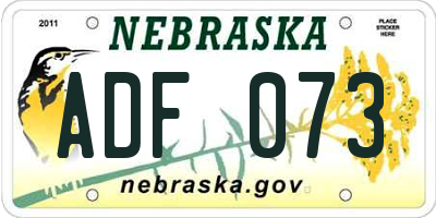 NE license plate ADF073