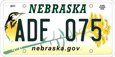 NE license plate ADF075