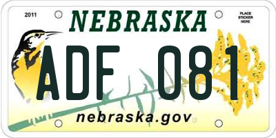 NE license plate ADF081