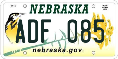 NE license plate ADF085