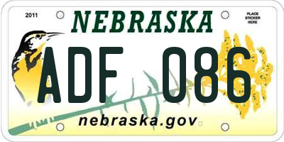 NE license plate ADF086