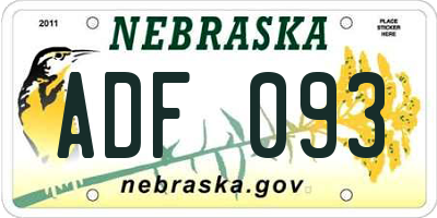 NE license plate ADF093