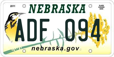 NE license plate ADF094