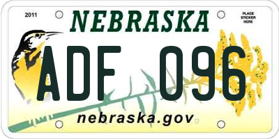 NE license plate ADF096