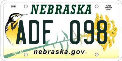 NE license plate ADF098