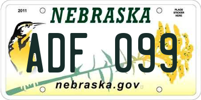 NE license plate ADF099