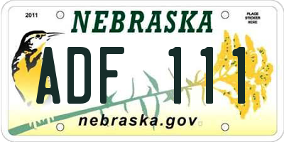 NE license plate ADF111