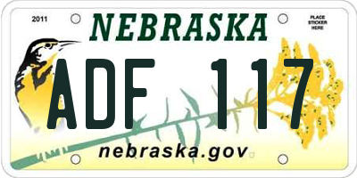 NE license plate ADF117