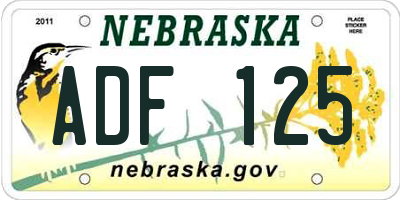 NE license plate ADF125