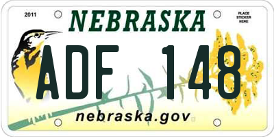 NE license plate ADF148
