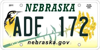 NE license plate ADF172