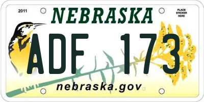 NE license plate ADF173