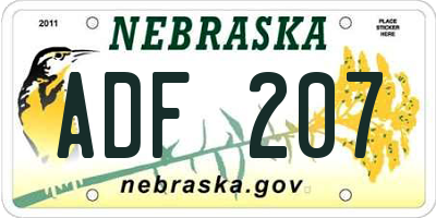 NE license plate ADF207