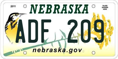 NE license plate ADF209