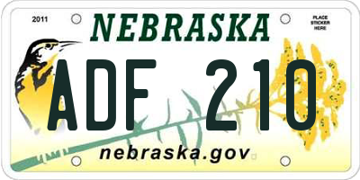 NE license plate ADF210