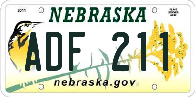 NE license plate ADF211