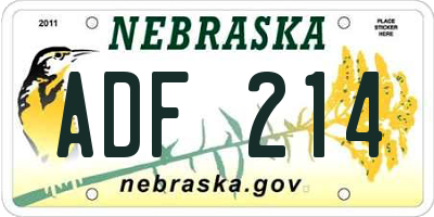 NE license plate ADF214