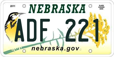 NE license plate ADF221