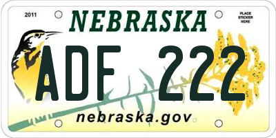 NE license plate ADF222