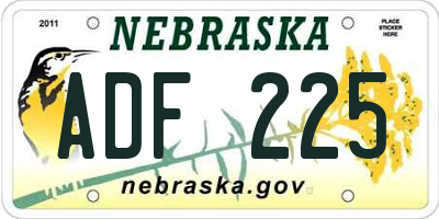 NE license plate ADF225