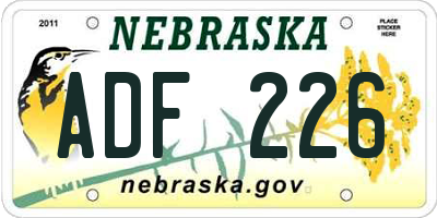 NE license plate ADF226