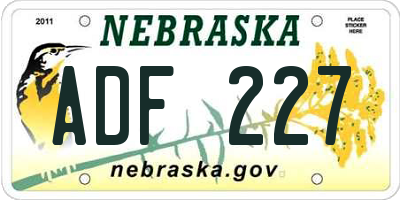 NE license plate ADF227